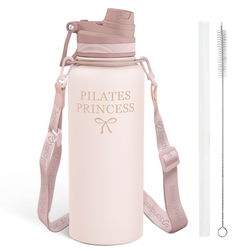 Water Bottle w/ Strap 32oz – Brown Pilates