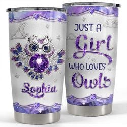 Personalized Tumbler – Owl Purple