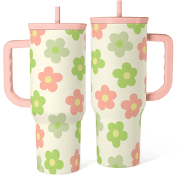 Slider Tumbler 40oz – Beige Daisy