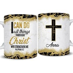 Personalized Mug – Christian Bible Verse Marble Drawing