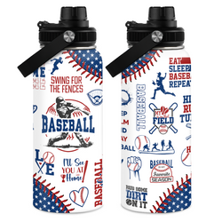 Chug Lid Water Bottle 32oz – White Baseball