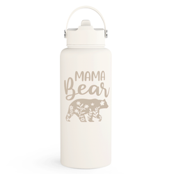 Straw Lid Water Bottle 32oz – Beige Mama Bear