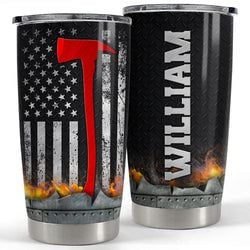 Personalized Tumbler – Firefighter American Flag