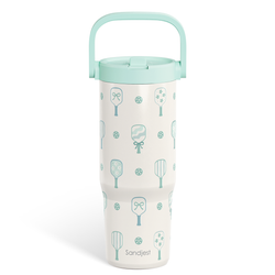 Carry Handle 30oz Tumbler – Mint Pickleball