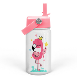 Kids Water Bottle 12oz – White Flamingo