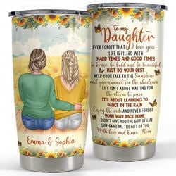 Personalized Tumbler – Mother Daughter Sunflower