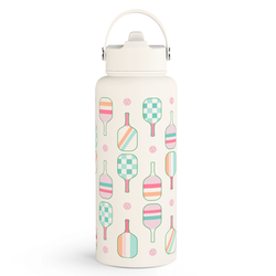 Straw Lid Water Bottle 32oz – White Pickleball