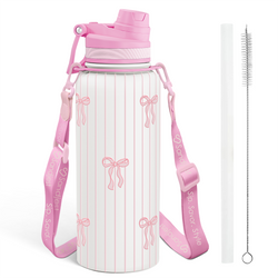 Water Bottle w/ Strap 32oz – Pink Bow