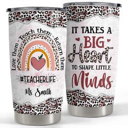 Personalized Tumbler – Teachers Life Leopard Rainbow