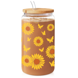 Glass Bamboo Lid 16oz – Sunflower