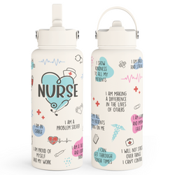 Straw Lid Water Bottle 32oz – White Nurse