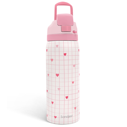 Push-button 32oz – Pink Heart Grid