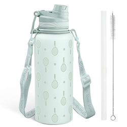 Water Bottle w/ Strap 32oz – Mint Tennis