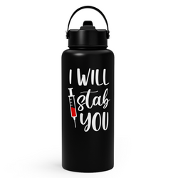 Straw Lid Water Bottle 32oz – Black Nurse