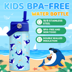Kids Water Bottle 12oz – Blue Shark 3