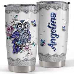 Personalized Tumbler – Owl Drawing Style