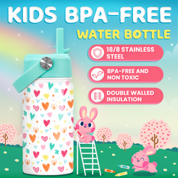 Kids Water Bottle 12oz – White Heart