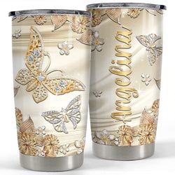 Personalized Tumbler – Butterfly Golden Sheen