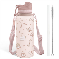 Water Bottle w/ Strap 32oz – Brown Workout