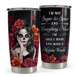 Curved Tumbler 20oz – Black Sugar Skull