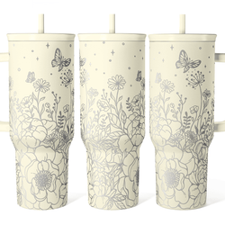 Slider Tumbler 40oz – Beige Floral
