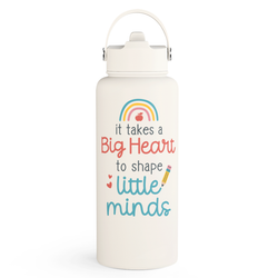 Straw Lid Water Bottle 32oz – White Teacher