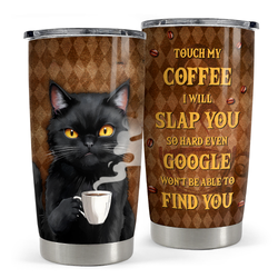 Curved Tumbler 20oz – Brown Black Cat