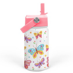 Kids Water Bottle 12oz – White Butterfly
