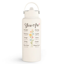 Straw Lid Water Bottle 32oz – "You Are" Christian