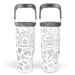 Flip Straw Tumbler 30oz – White Teacher