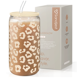 Glass Acrylic Lid 16oz – Leopard