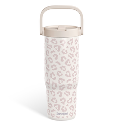 Carry Handle 30oz Tumbler – Beige Leopard Skin