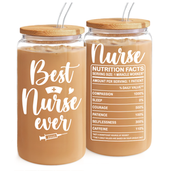 Glass Bamboo Lid 16oz – Nurse