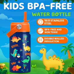 Kids Water Bottle 12oz – Blue Dinosaur 2