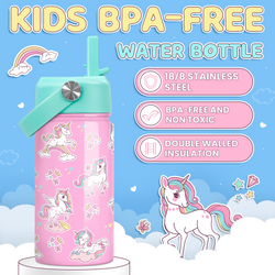 Kids Water Bottle 12oz – Pink Unicorn 2