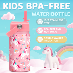 Kids Water Bottle 12oz – Pink Unicorn 3