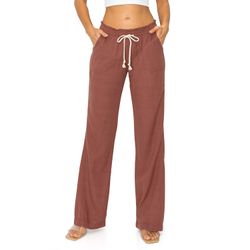 Women's Drawstring Flared Oceanside Linen Pants - CALI 1850 - Oatmeal / XL