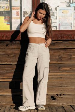【2plan】Summer baguette parachute carpender pants Carpenter Pants - Cement