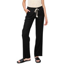 Linen Pants 32 Inseam Drawstring Smocked Waist Beach Pants - Oatmeal