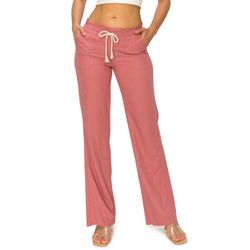 Linen Pants 32 Inseam Drawstring Smocked Waist Beach Pants - Oatmeal