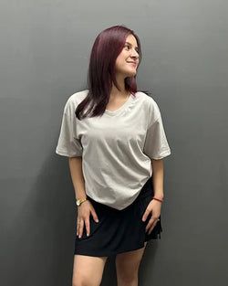 Colour Options – Stone Grey Plain V-Neck Oversize
