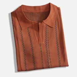 POLO – Vintage Burnt Orange Striped Knit Shirt