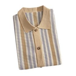 Knitted – Stripe Open-Knit Mesh Cardigan Shirt