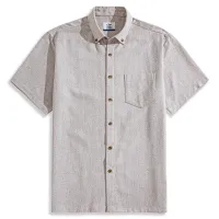 Two-Tone Woven Cotton & Linen Short Sleeve Shirt