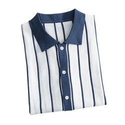 Knitted – Vertical Stripe Knit Cardigan Shirt