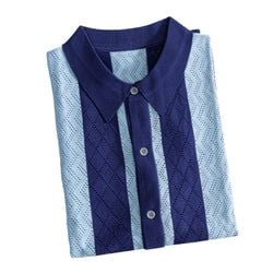 Knitted – Coastal Striped Open-Knit Shirt