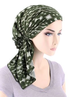 Olive Green Abstract Ikat
