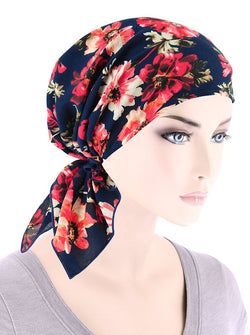 Navy Red Floral