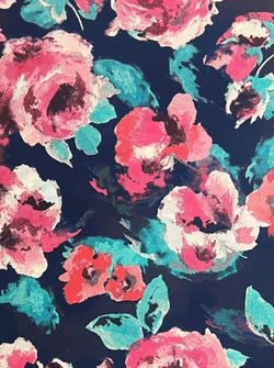 Teal Pink Water Floral