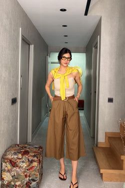 Kemerli Bermuda Pantolon – Haki